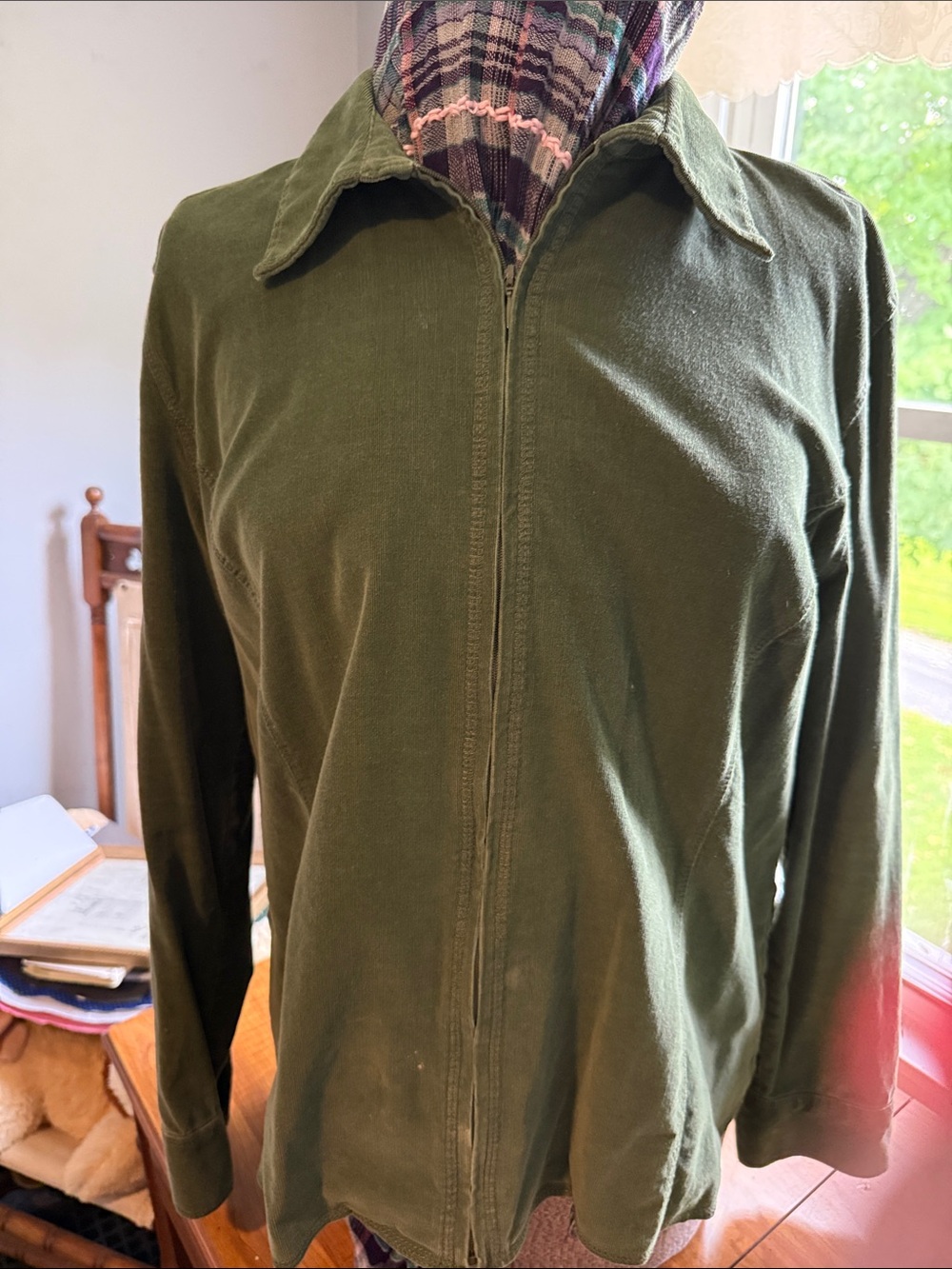 Dress Barn Olive Zip-Up Blazer Jacket